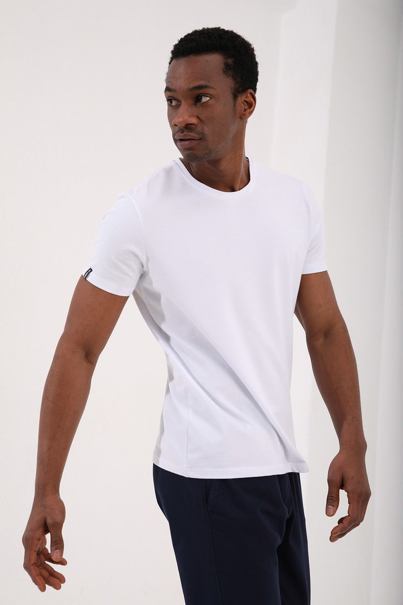 Tommy Life White Men's Basic Short Sleeve Standard Pattern O Neck T-Shirt - 87911  - Image 5