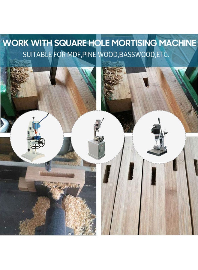 Loquat 4 Piece Woodworking Hole Saw Mortising Chisel Drill Bits Set Silver 22X3X11cm - Image 3