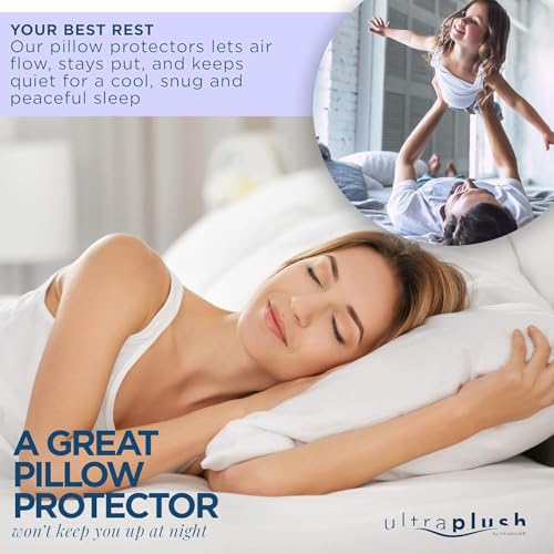 UltraBlock Ultra Plush Premium Waterproof Pillow Protector Set of 2 - Zippered Pillow Case Cover - Super Soft and Quiet Feather Proof Encasement (King Size 20 inches x 36 inches) - Image 5