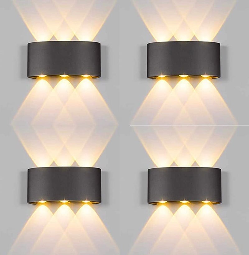 Groeien (Pack of 4 6 watts LED Waterproof Indoor/Outdoor Up Down Wall Lamp (Warm White,ABS Plastic) (4) - Image 1