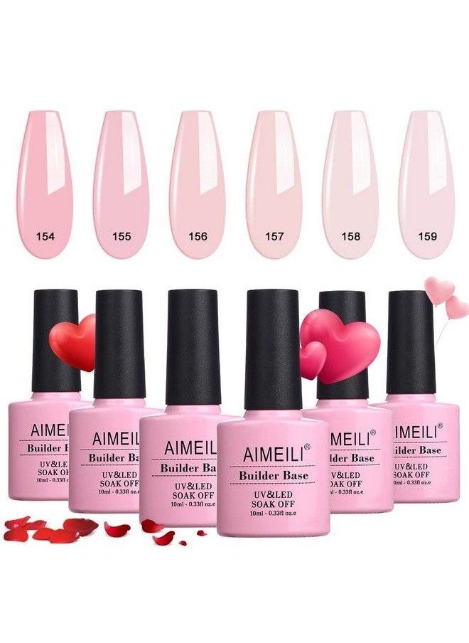 AIMEILI Nude Pink Builder Base Gel For Nails No Need Slip Solution Builder Extension Soak Off Milky Pink Gel Nail Polish 6Pcs X 10Ml Kit Set 37  - Image 2