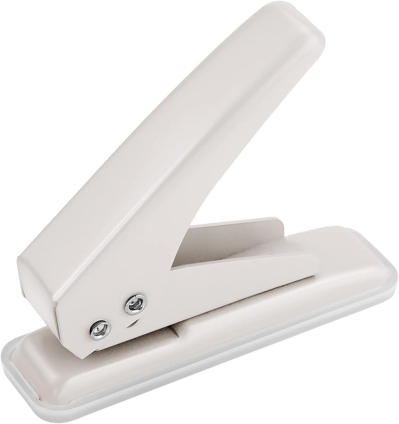 Hutou Single Hole Puncher Handheld 1/4 Inches Hole Punch, 20 Sheet Paper Punch Capacity Metal Hole Puncher with Skid-Resistant Base for Paper, Chipboard, Art Project, Ivory White - Image 1