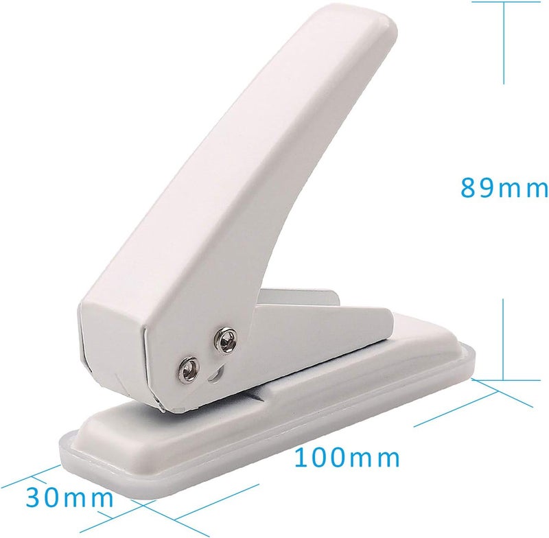 Hutou Single Hole Puncher Handheld 1/4 Inches Hole Punch, 20 Sheet Paper Punch Capacity Metal Hole Puncher with Skid-Resistant Base for Paper, Chipboard, Art Project, Ivory White - Image 2