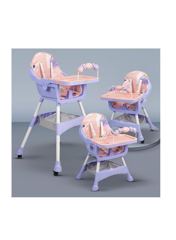 Fantastic-Kids-Toys Convertible High Chair with Adjustable Height and Footrest, Baby Feeding Booster Seat with Tray, Wheels, Safety Belt for Toddlers, Code  - Image 1