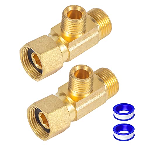 Breezliy Brass Angle Stop Add-A-Tee Valve 3/8" Compression Inlet by 1/4" Compression Outlet Easy Connect Tee (2 Pack) - Image 1