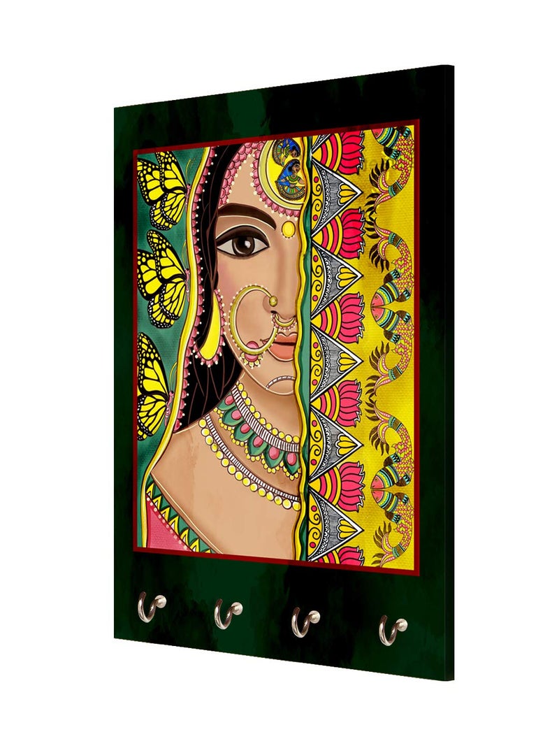 999STORE keys holder for home holder wall mount hanger organizer Indane Women Face key stand for wall (MDF_7.5X12 Inch_Multi) KeyholderP075 - Image 3