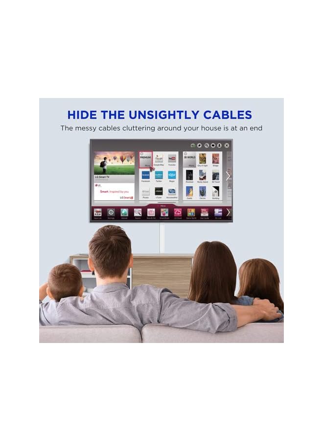 promass 157 inches Cable Concealer On-Wall Cord Cover Raceway Kit, Cable Management Cord Hider Including Connectors & Adhesive Strips Connected to Cable Raceway (W24mm H14mm) - Image 4