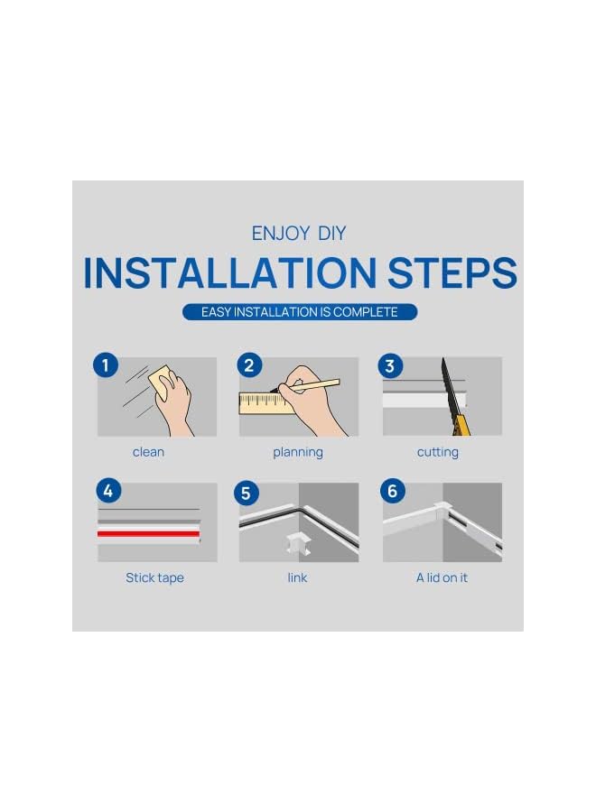 promass 157 inches Cable Concealer On-Wall Cord Cover Raceway Kit, Cable Management Cord Hider Including Connectors & Adhesive Strips Connected to Cable Raceway (W24mm H14mm) - Image 5