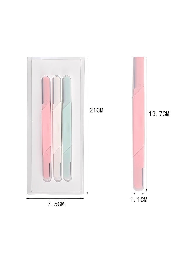 3 Packs Dual Ended Reusable Face and Brow Razors Pastel two in one Grooming Tools for Facial Hair Removal Exfoliation and Precise Brow Shaping with Protective Caps - Image 5