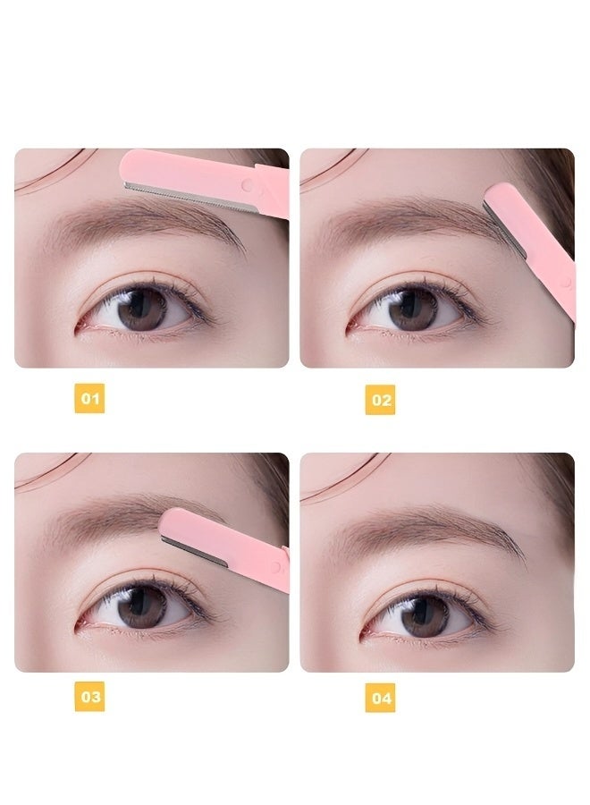 3 Packs Dual Ended Reusable Face and Brow Razors Pastel two in one Grooming Tools for Facial Hair Removal Exfoliation and Precise Brow Shaping with Protective Caps - Image 2