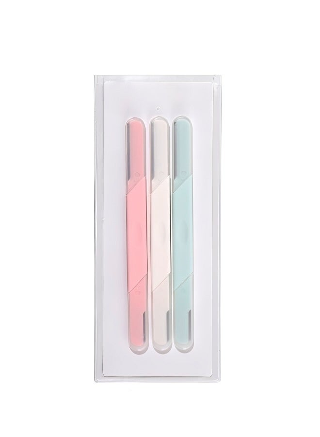 3 Packs Dual Ended Reusable Face and Brow Razors Pastel two in one Grooming Tools for Facial Hair Removal Exfoliation and Precise Brow Shaping with Protective Caps - Image 1