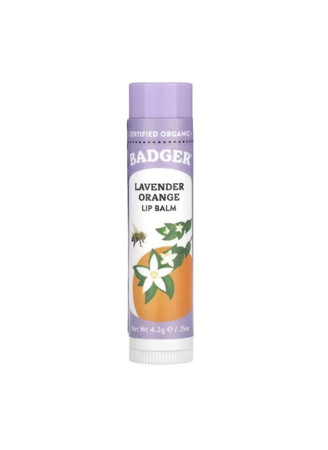 Badger Company Organic Lip Balm Lavender Orange 0.15 oz 4.2 g  - Image 1