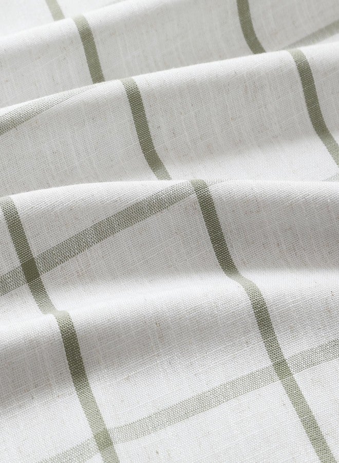 Vision Home Sage Green Plaid Linen Pinch Pleated Full Blackout Curtains Checkered Thermal Insulated Window Panels 95 inch for Bedroom Living Room Darkening Rustic Pleat Drapes with Hooks 40" Wx95 Lx2 - Image 5