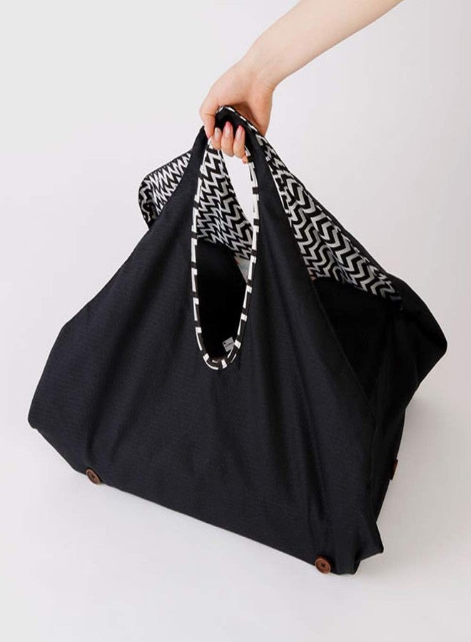 IPPINKA Furoshiki Multi-Functional Bag and Mat, Japanese Traditional Wrapping Fabric, Black/Dark Gray - Image 2
