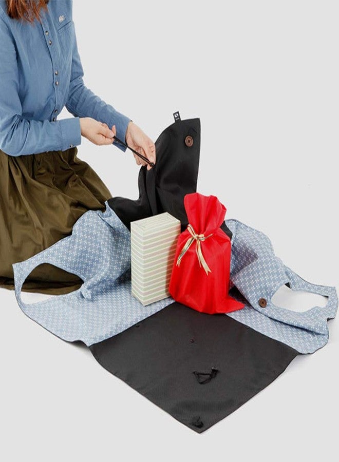 IPPINKA Furoshiki Multi-Functional Bag and Mat, Japanese Traditional Wrapping Fabric, Black/Dark Gray - Image 4