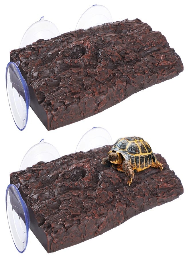 Homaisson 2 PCS Turtle Basking Platform, Resin Tortoise Climbing Dock with Suction Cups for Fish Tank Aquarium, Floating Resting Terrace for Frogs, Amphibians, Lizards - Image 1