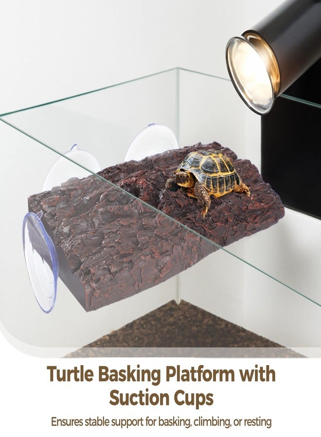 Homaisson 2 PCS Turtle Basking Platform, Resin Tortoise Climbing Dock with Suction Cups for Fish Tank Aquarium, Floating Resting Terrace for Frogs, Amphibians, Lizards - Image 2