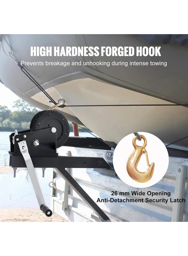 رافعة يدوية بمقبض، كابل فولاذي 3500 رطل، رافعة مقطورة قارب شديدة التحمل، كابل سلك فولاذي بطول 22 قدمًا، وسقاطة ثنائية الاتجاه، تعمل يدويًا لسحب المقطورات أو القوارب أو المركبات الرباعية - Image 4