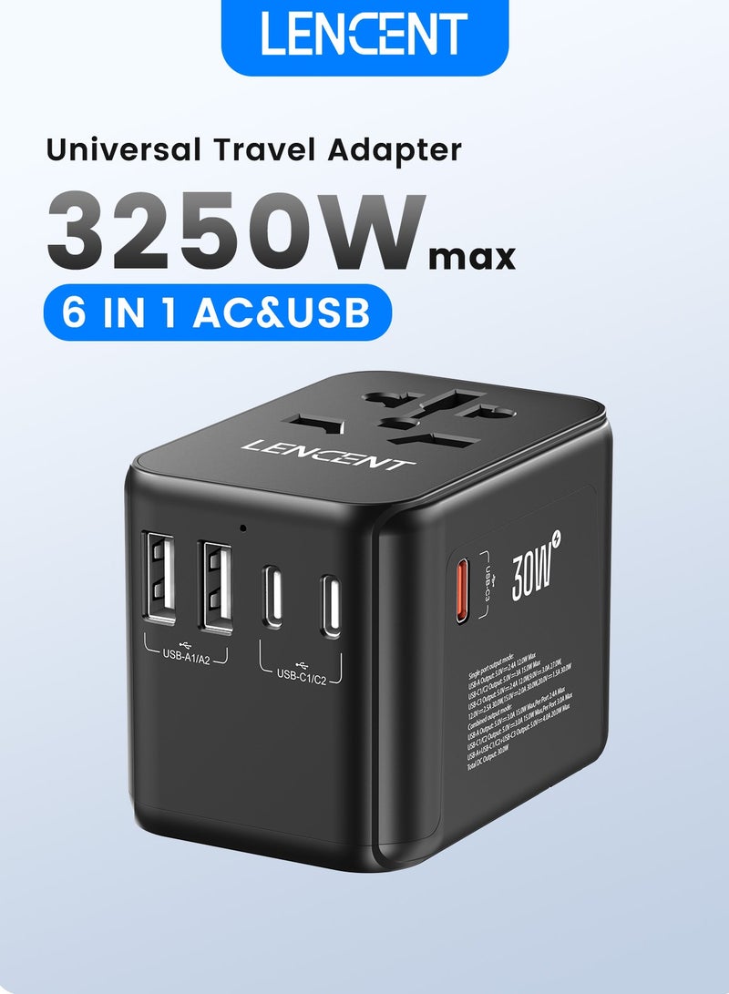 Universal Travel Adapter,International Charger with 2 USB Ports&3 USB-C PD Fast Charging Adaptor,All in One Worldwide Wall Charger for iPhone,Galaxy,Laptops,Type A/C/G/I (USA/UK/EU/AUS)
