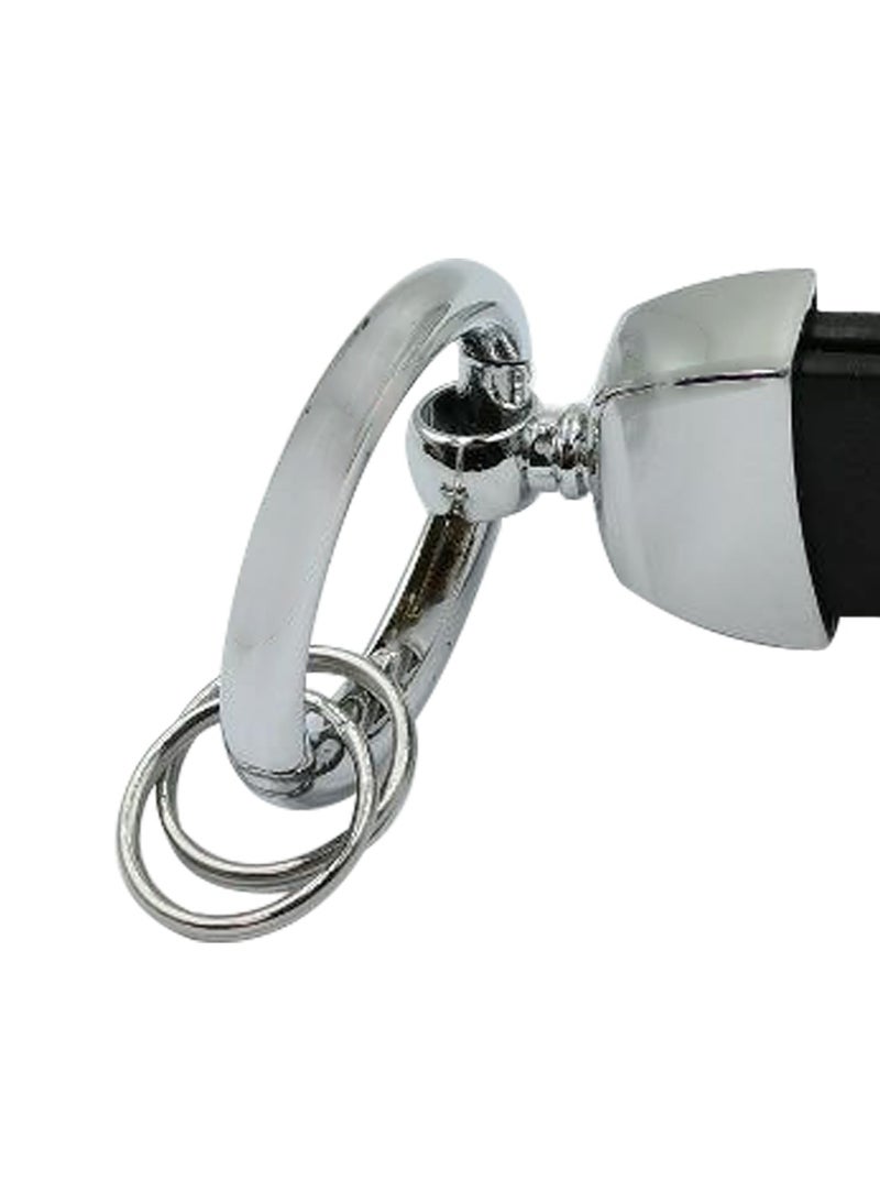 Premium Stylish Leather Strap Car Keychain with Retractable Metal Clip and Metal Ring - Black - CHEVROLET - Image 4