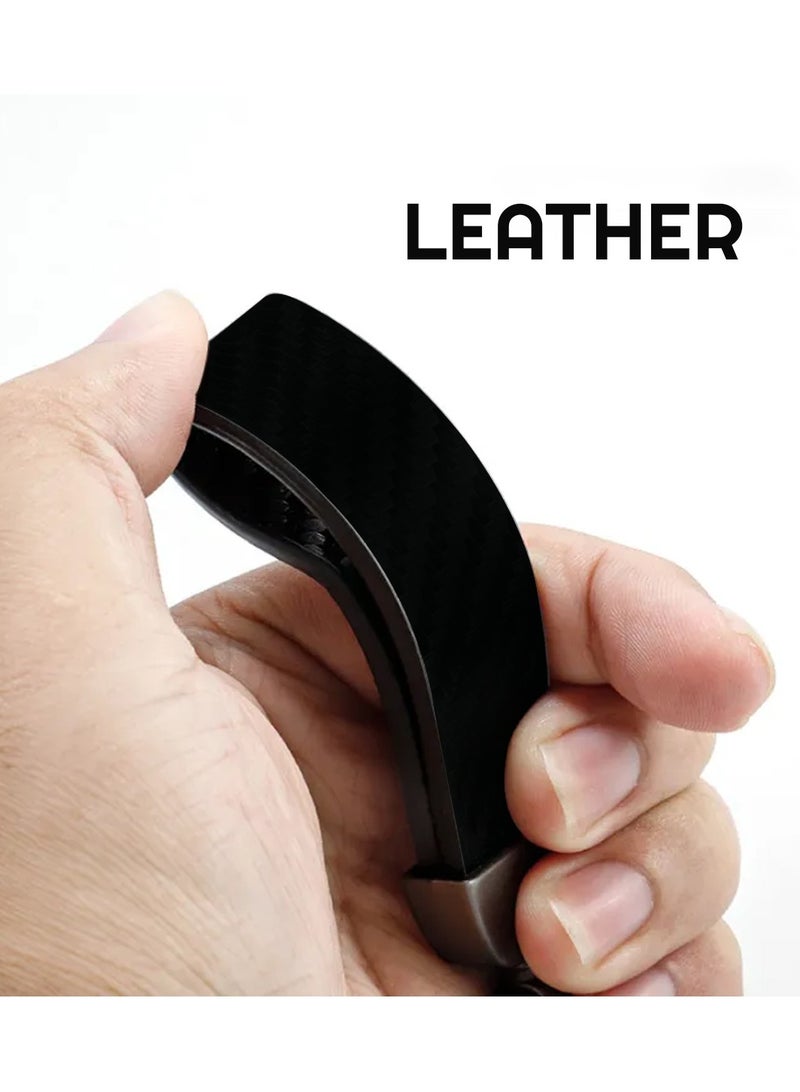 Premium Stylish Leather Strap Car Keychain with Retractable Metal Clip and Metal Ring - Black - CHEVROLET - Image 2