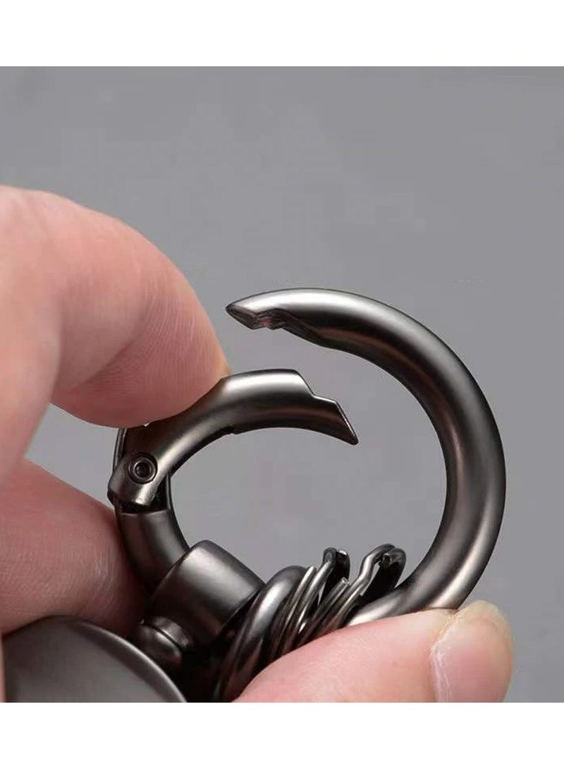 Premium Stylish Leather Strap Car Keychain with Retractable Metal Clip and Metal Ring - Black - CHEVROLET - Image 5