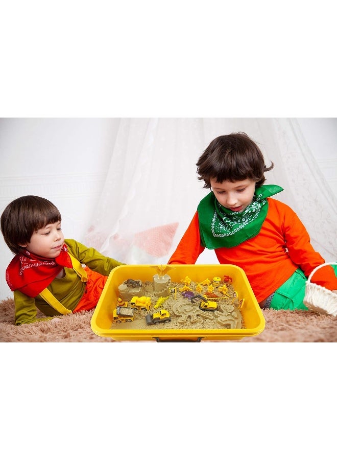 INvench Construction Dinosaur Play Sand Set - 38 Pieces Sensory Bin Sand Kit Include 2 lbs Magic Sand, Construction Vehicle, Dinsoaur Figures, Dinosaur & Castle Molds for 3 4 5 Year Old Toddlers Kids - Image 5