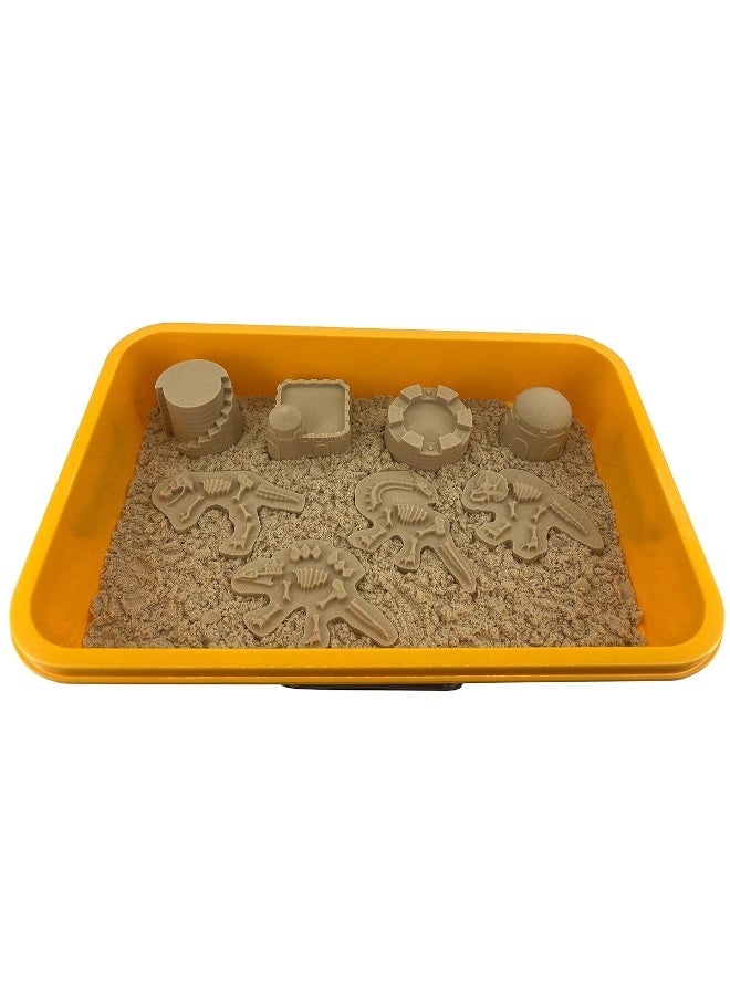 INvench Construction Dinosaur Play Sand Set - 38 Pieces Sensory Bin Sand Kit Include 2 lbs Magic Sand, Construction Vehicle, Dinsoaur Figures, Dinosaur & Castle Molds for 3 4 5 Year Old Toddlers Kids - Image 1