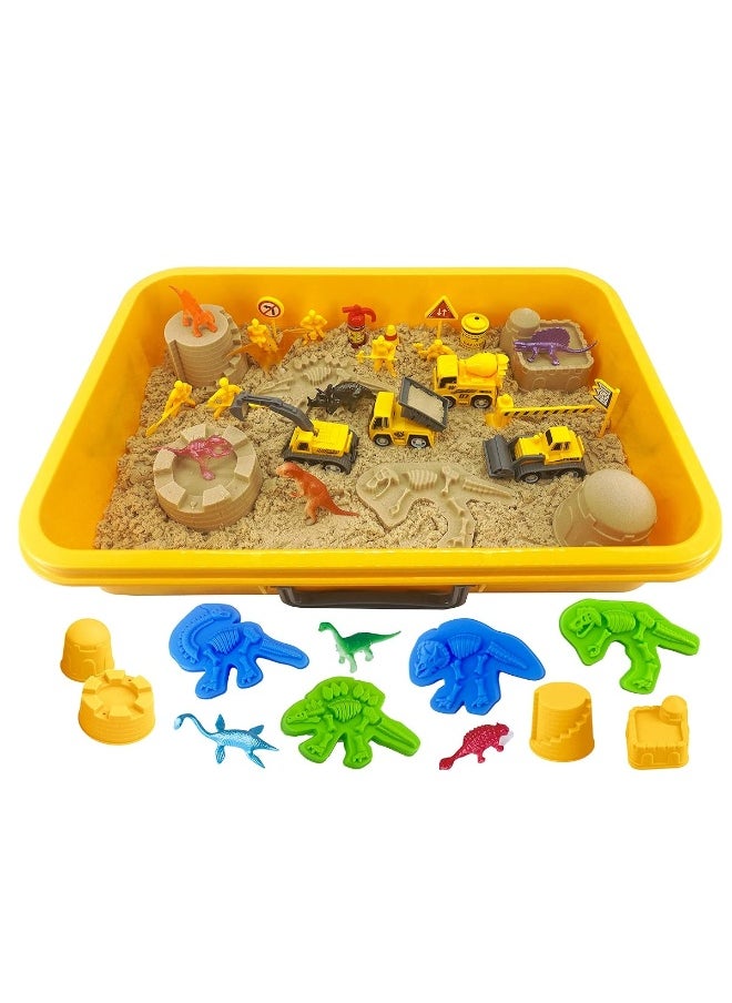 INvench Construction Dinosaur Play Sand Set - 38 Pieces Sensory Bin Sand Kit Include 2 lbs Magic Sand, Construction Vehicle, Dinsoaur Figures, Dinosaur & Castle Molds for 3 4 5 Year Old Toddlers Kids - pzsku/Z675C6CFCC580ECA8D24AZ/45/_/1729417052/36041f13-90bc-4f84-b5c6-953cb4644845