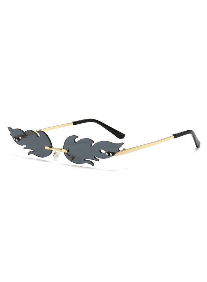 Gasin Unisex Flame Rimless Sunglasses UV400 Metal Frame Fashion Trendy Party Street Style Eyewear - Image 1