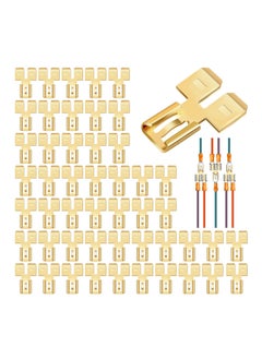 Piggyback Spade Connectors, Quick Disconnect Electrical, 2 Way Wire Terminals Adapter Non Insulated Male Single Female Tab Slip Brass Automotive Double Spade Connector 1/4" Tab (30)