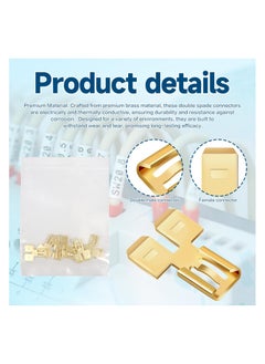 SYOSI Piggyback Spade Connectors, Quick Disconnect Electrical, 2 Way Wire Terminals Adapter Non Insulated Male Single Female Tab Slip Brass Automotive Double Spade Connector 1/4" Tab (30)  - Image 2