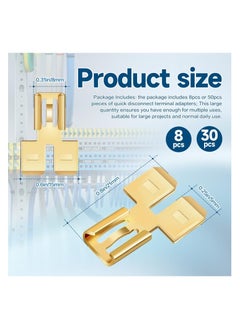 SYOSI Piggyback Spade Connectors, Quick Disconnect Electrical, 2 Way Wire Terminals Adapter Non Insulated Male Single Female Tab Slip Brass Automotive Double Spade Connector 1/4" Tab (30)  - Image 3