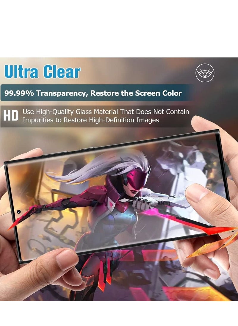 BORTONY - Pack of 2 Glass Compatible for Samsung Galaxy S22 Ultra Screen Protector, HD Clear Tempered Glass [9H Hardness] [Fingerprint Unlock][3D Full Coverage] - Image 1