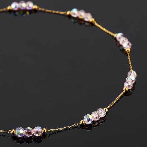 UMAOKANG 4 Meters Gold Plated Stainless Steel Chains for Jewelry Making Pink Crystal Jewelry Making Chain Roll - Image 4