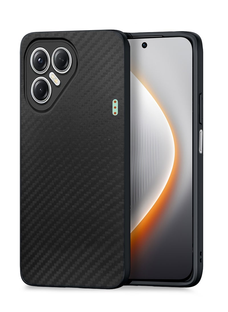 Wtech Tecno Pova 7 5G 2025 Liquid Silicone Carbon Fiber Texture Case Cover (MCFPSN) - Black - Image 1