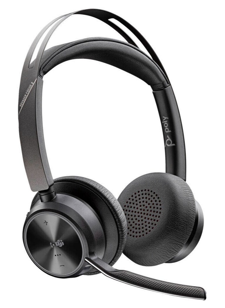 Voyager Focus 2 Wireless Bluetooth Headset, Active Noise Cancelling (ANC), Microsoft Teams Certified, Stereo Sound, Multipoint Connectivity, Adjustable Headband, 19-Hour Battery, USB-C Charging, BT700 Bluetooth Adapter Included | 9T9J6AA