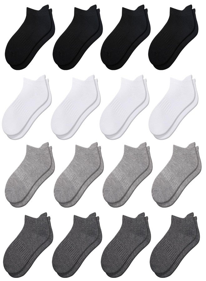 Comfoex 16 Pairs Boys Girls Socks Ankle Low Cut Athletic Cushioned Socks For Kids 4-6 6-8 8-10 Years Old - Image 1