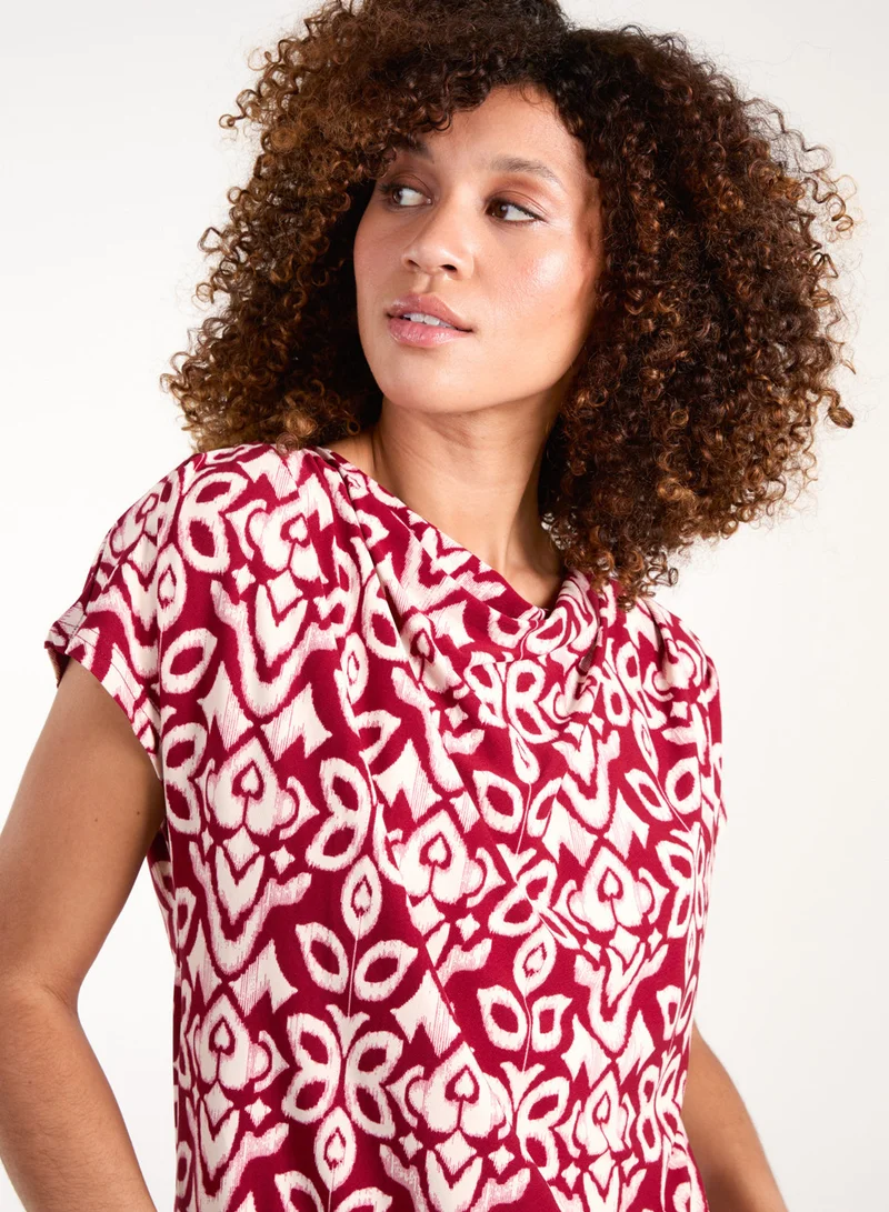 بلو فانيلا بلوزة بياقة واسعة وحافة عميقة