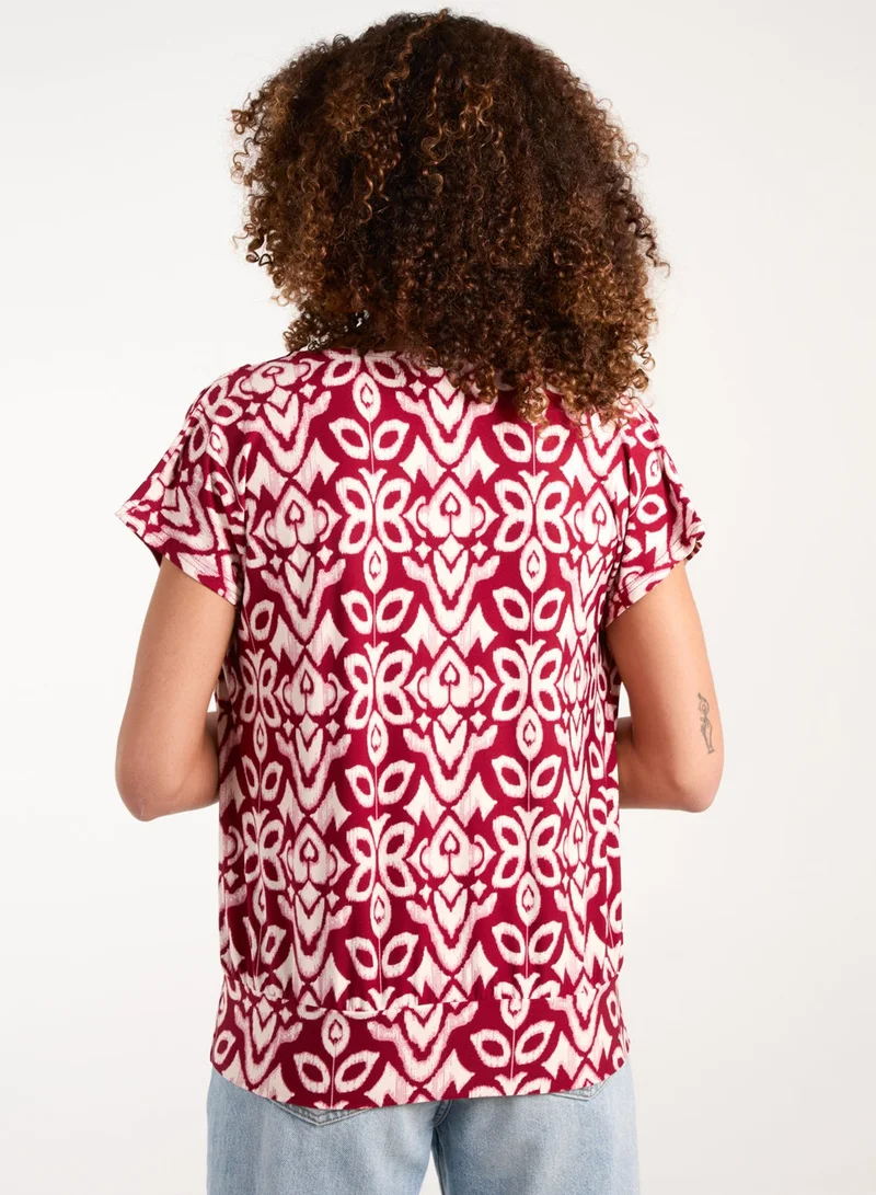 بلو فانيلا بلوزة بياقة واسعة وحافة عميقة