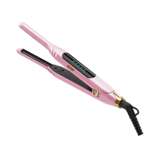 Mvxitanny Mini Flat Irons for Short Hair,Pixie Cut & Bangs,Pencil Hair Straightener for Edges with LED Display,Small Hair Straightener with Dual Voltage,Ease to use and Fast 15 Second Heat up（Pink） - Image 1