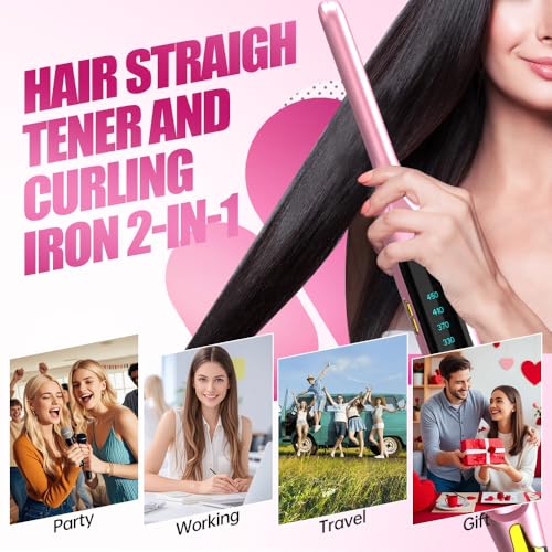 Mvxitanny Mini Flat Irons for Short Hair,Pixie Cut & Bangs,Pencil Hair Straightener for Edges with LED Display,Small Hair Straightener with Dual Voltage,Ease to use and Fast 15 Second Heat up（Pink） - Image 5