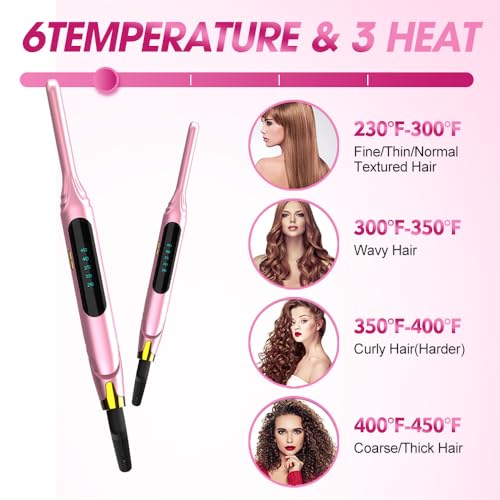 Mvxitanny Mini Flat Irons for Short Hair,Pixie Cut & Bangs,Pencil Hair Straightener for Edges with LED Display,Small Hair Straightener with Dual Voltage,Ease to use and Fast 15 Second Heat up（Pink） - Image 3