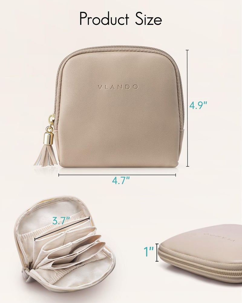 VLANDO Small Jewelry Travel Case,Gifts for Women,Jewelry Pouch Bags with Zipper,Velvet Jewelry Organizer Storage Bag for Bracelet Rings Earring-Toffee - Image 4