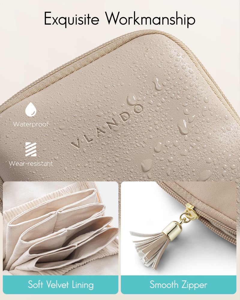 VLANDO Small Jewelry Travel Case,Gifts for Women,Jewelry Pouch Bags with Zipper,Velvet Jewelry Organizer Storage Bag for Bracelet Rings Earring-Toffee - Image 3
