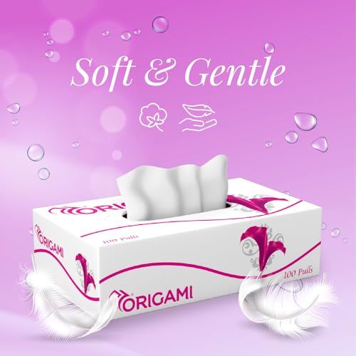 Origami So Soft 2 Ply Facial Tissue | Ultra Soft, Skin Friendly & Highly Absorbent Face Tissues | Multipurpose Car, Home & Office Use | Pack of 3 (100 Pulls 600 Sheets) - Image 3