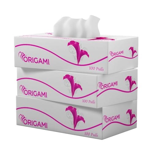 Origami So Soft 2 Ply Facial Tissue | Ultra Soft, Skin Friendly & Highly Absorbent Face Tissues | Multipurpose Car, Home & Office Use | Pack of 3 (100 Pulls 600 Sheets) - Image 1