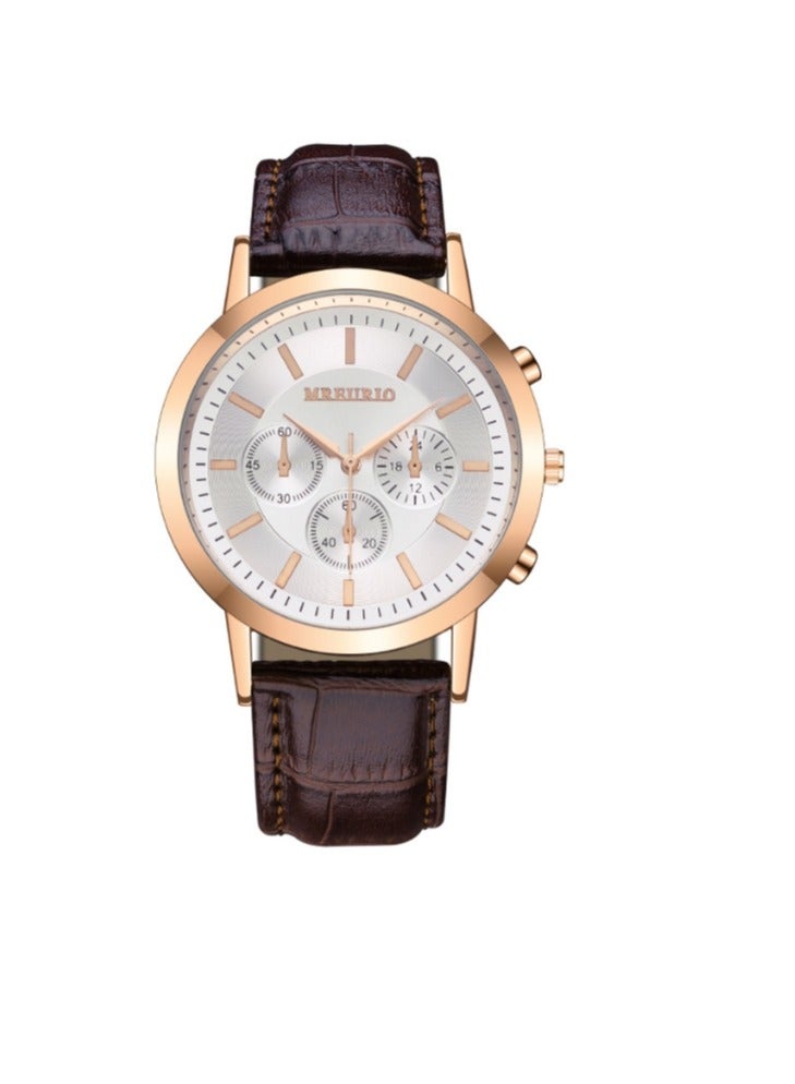 MREURIO Men's Leather Strap Chronograph Quartz Watch as a gift for men - Image 1