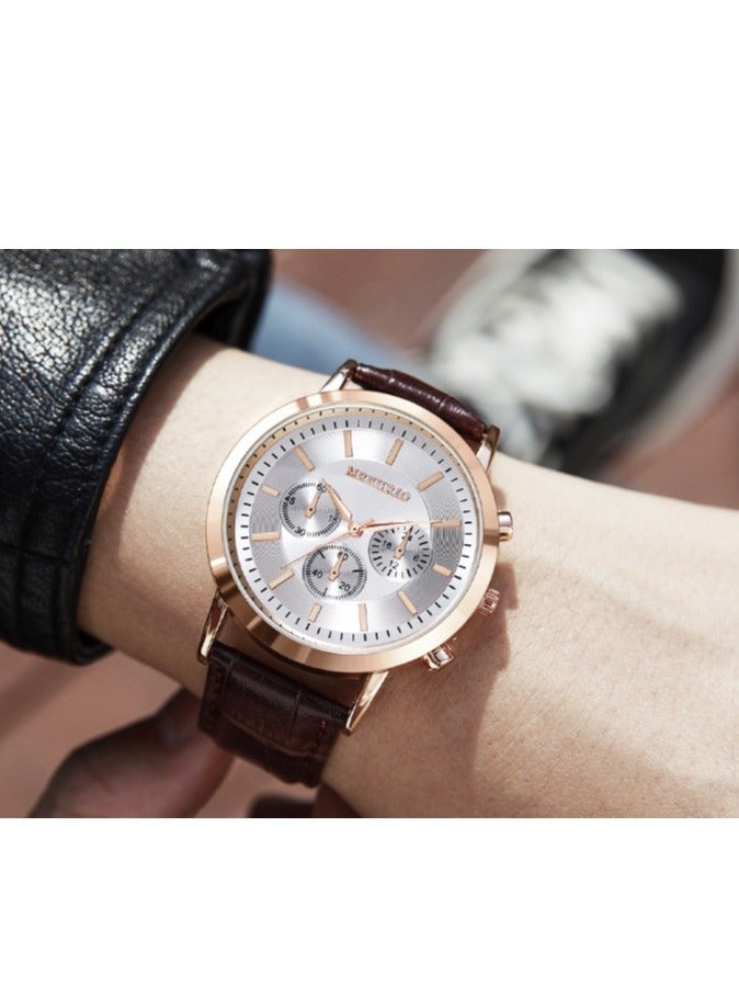 MREURIO Men's Leather Strap Chronograph Quartz Watch as a gift for men - Image 3