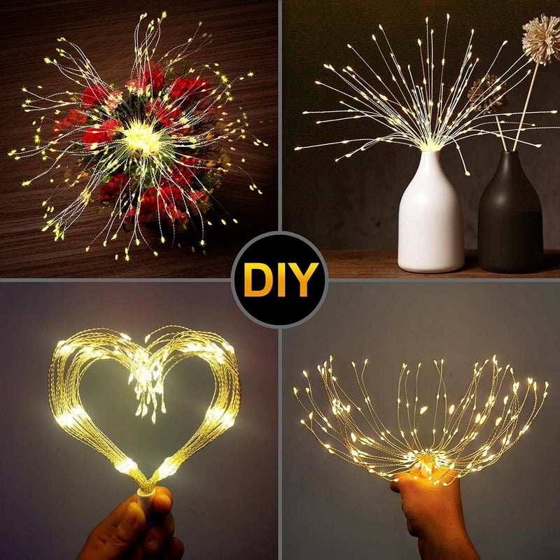 DenicMic دينيكميك 4 عبوات من أضواء ستاربورست، 120 LED، 8 أوضاع تعمل بالبطارية، أضواء نجمية ثريا مع جهاز تحكم عن بعد، ديكورات عيد الميلاد المعلقة للداخل/الخارج - Image 4